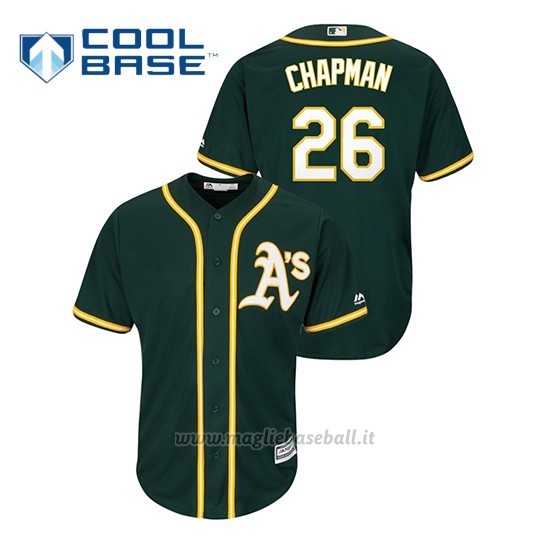 Maglia Baseball Uomo Oakland Athletics 26 Matt Chapman Cool Base Alternato Replica Verde